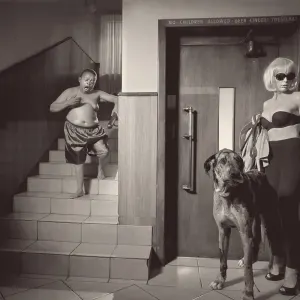 Michael Meyersfeld — Guests at the Troyville Hotel Blonde with Great Dane