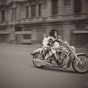 Michael Meyersfeld — Woman Undone Girl with Baby on Bike