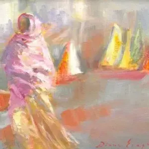 Diane Erasmus — IMPRESSIONS OF INDIA SERIES 1 (I) 155. Woman walking along the Yamuna